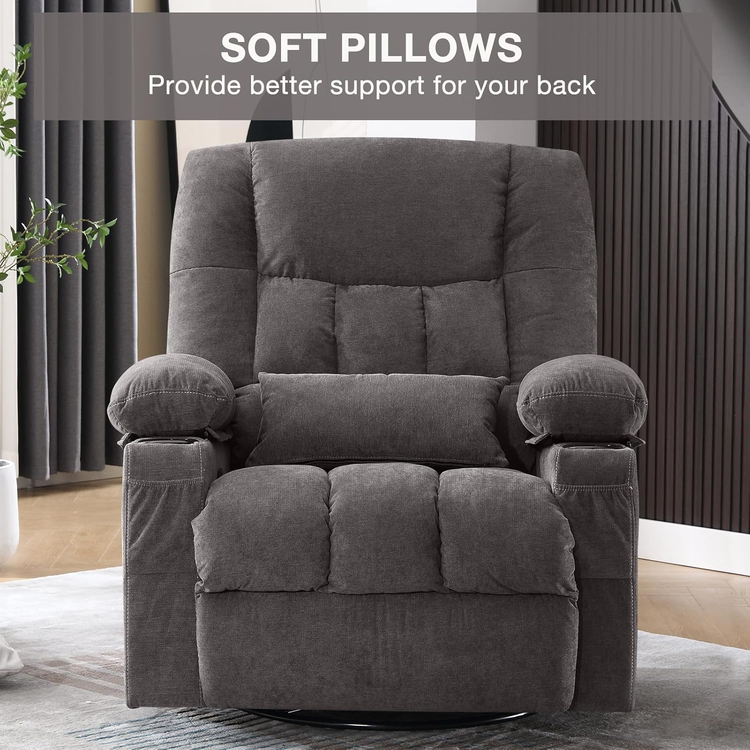 Fauteuil de massage rotatif à bascule avec fonctions de massage par vibration et de mesure des calories