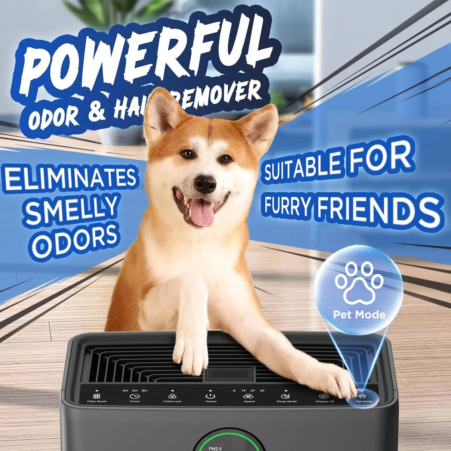 Purificateurs d'air pour la maison, grande pièce jusqu'à 2200 pi², purificateur d'air MOOKA pour animaux domestiques avec filtre lavable