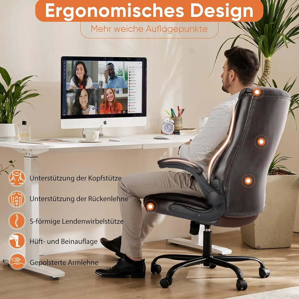 Chaise de bureau ergonomique, chaise de bureau robuste, chaise pivotante réglable à roulettes