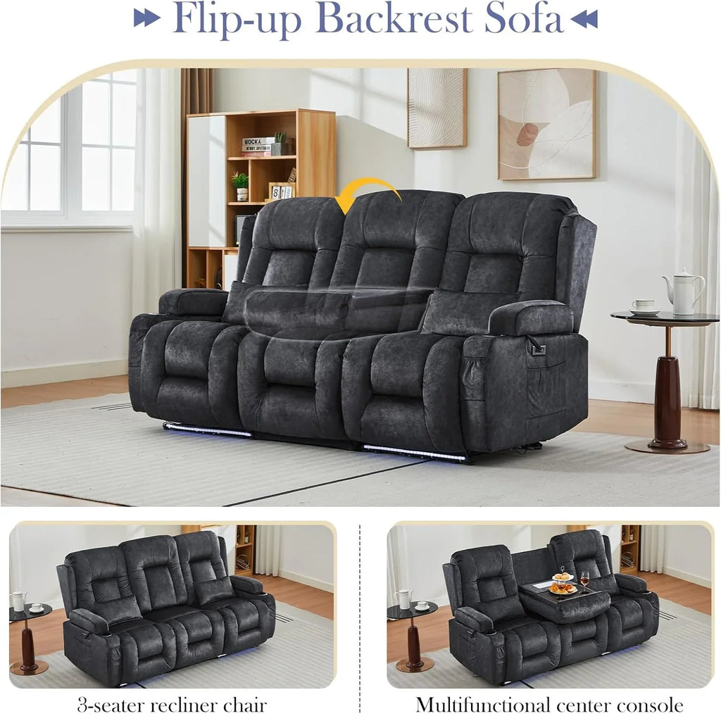 Canapé inclinable électrique TUNYI avec fonctions massage et chauffage, siège home cinéma avec console, canapé inclinable électrique pour camping-car