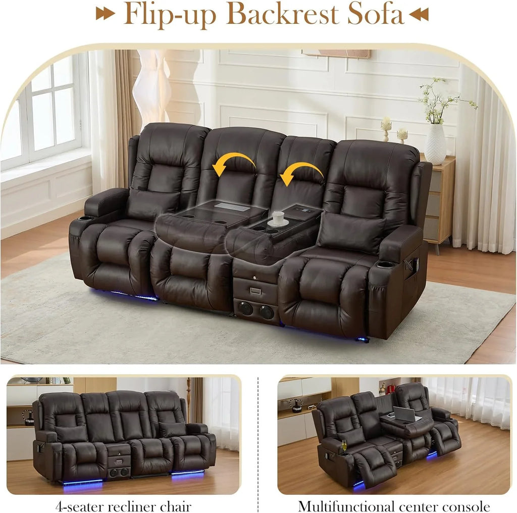 Canapé inclinable électrique TUNYI avec fonctions massage et chauffage, siège home cinéma avec console, canapé inclinable électrique pour camping-car