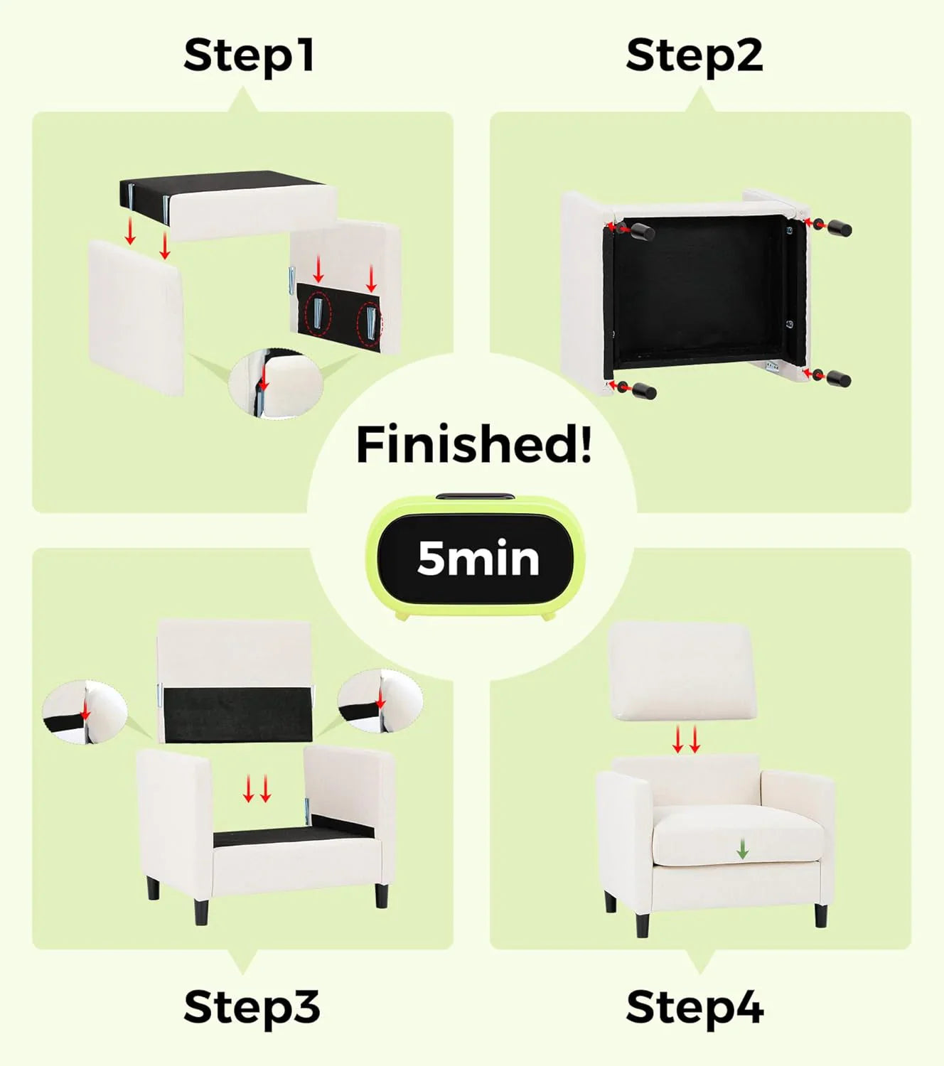 Causeuse de 51 pouces, causeuse confortable en velours côtelé