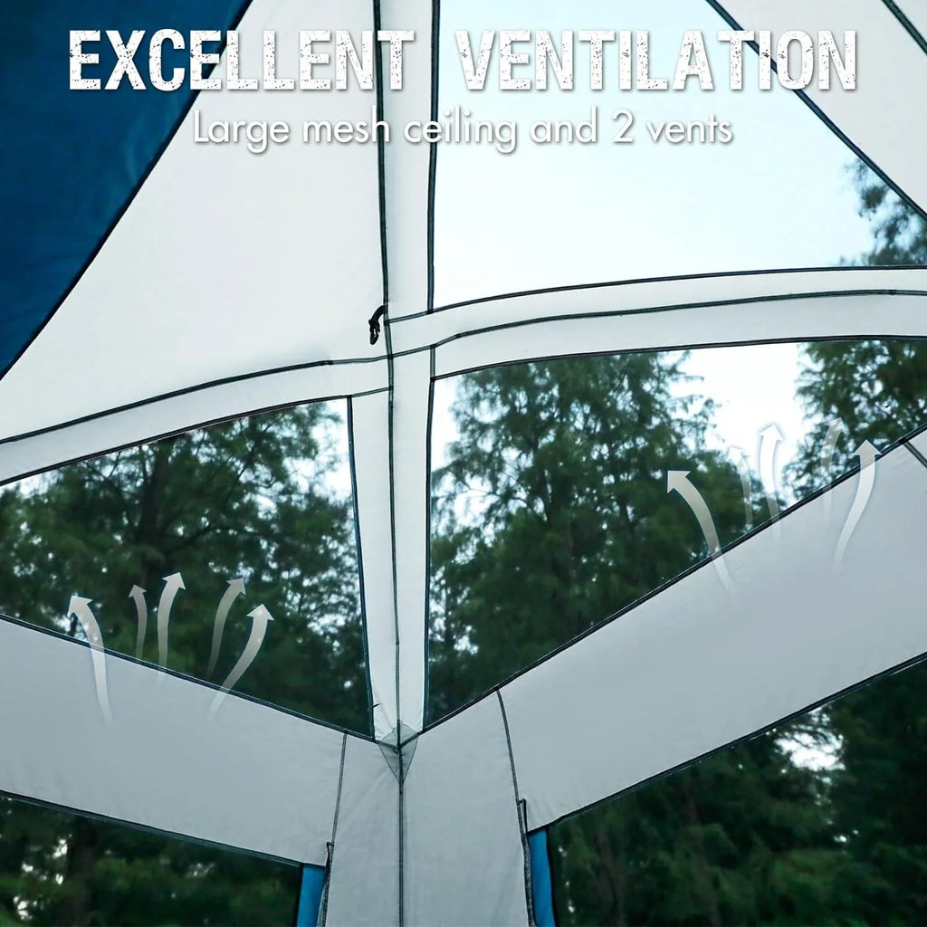 Tente de camping 2 en 1 Portal avec porche, imperméable et coupe-vent