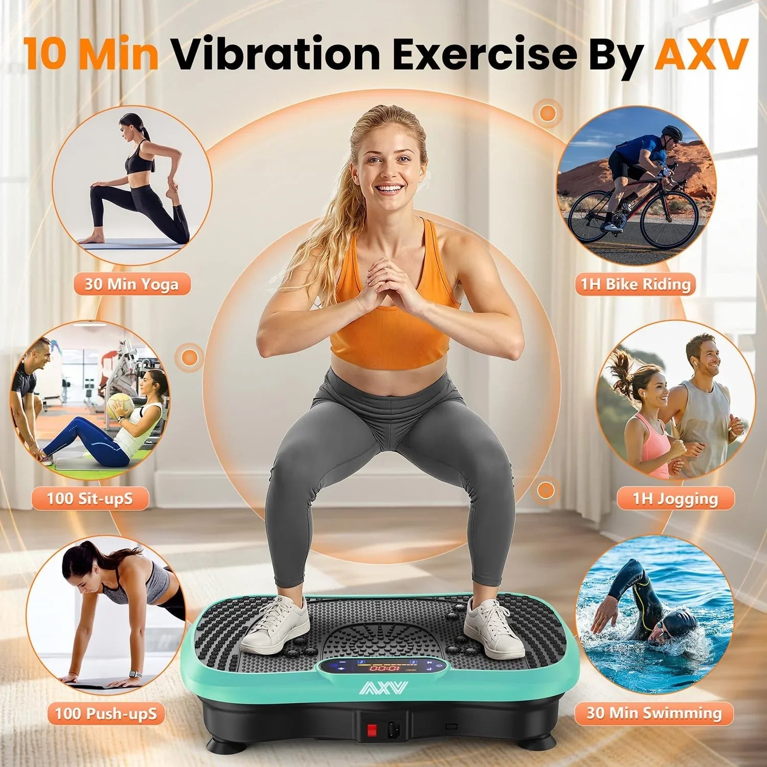 Plateforme de fitness à plateforme vibrante AXV Convient aux hommes et aux femmes pour perdre du poids et brûler les graisses à la salle de sport