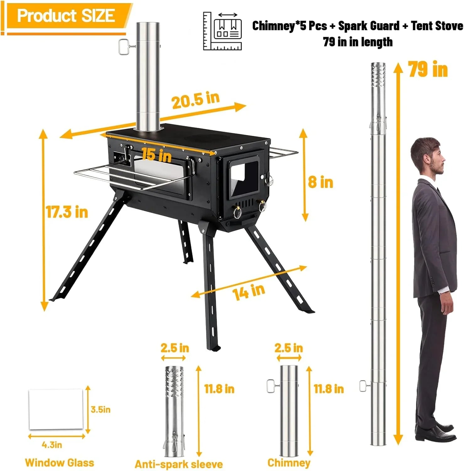 Poêle à bois pour tente chaude, petit poêle à bois pour chauffage et cuisine en extérieur, pêche sur glace, chasse