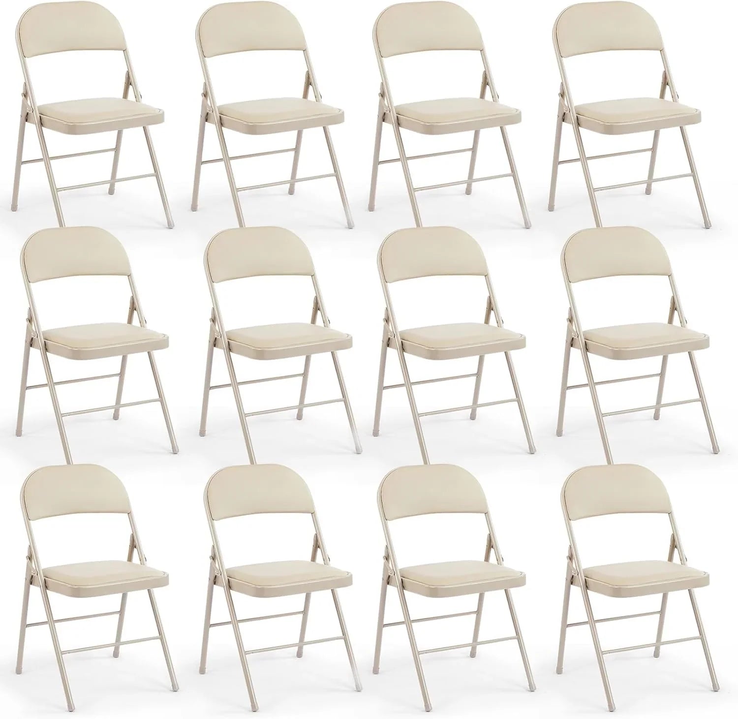 DUMOS Lot de 2 chaises pliantes rembourrées en cuir, siège commercial empilable portable pour intérieur et extérieur