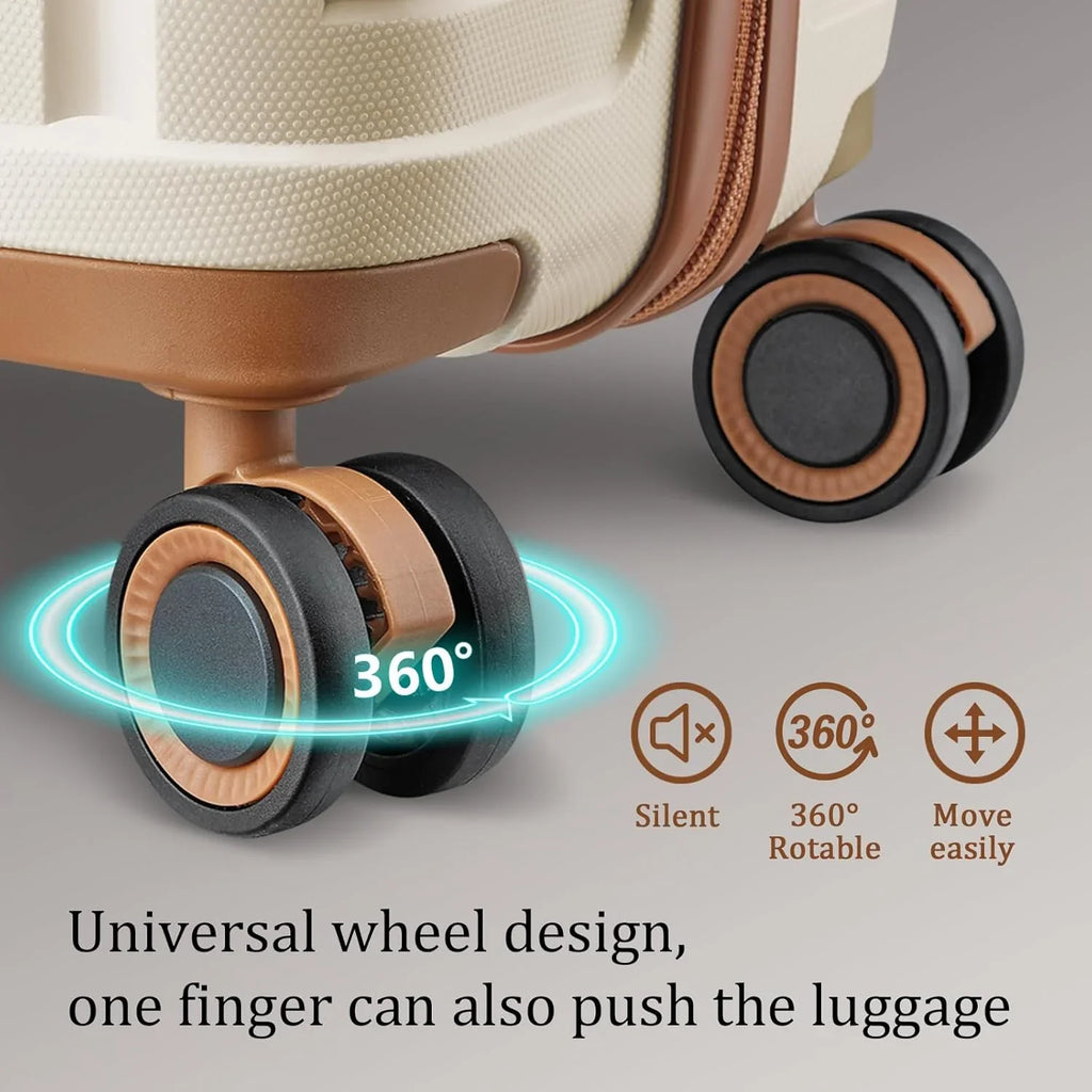 Ensemble de 5 valises de voyage légères à coque rigide en PP avec deux roulettes pivotantes et serrure TSA