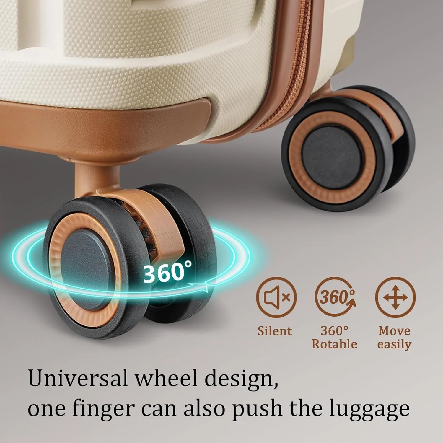 Ensemble de 5 valises de voyage légères à coque rigide en PP avec deux roulettes pivotantes et serrure TSA