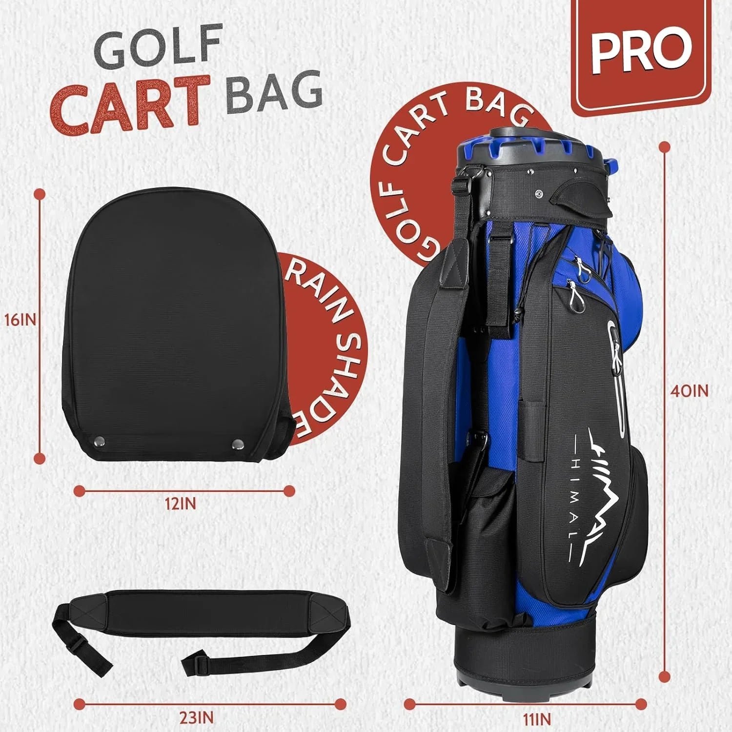 Sac de golf chariot Pro 14 compartiments avec compartiments sur toute la longueur, sac de golf pour homme