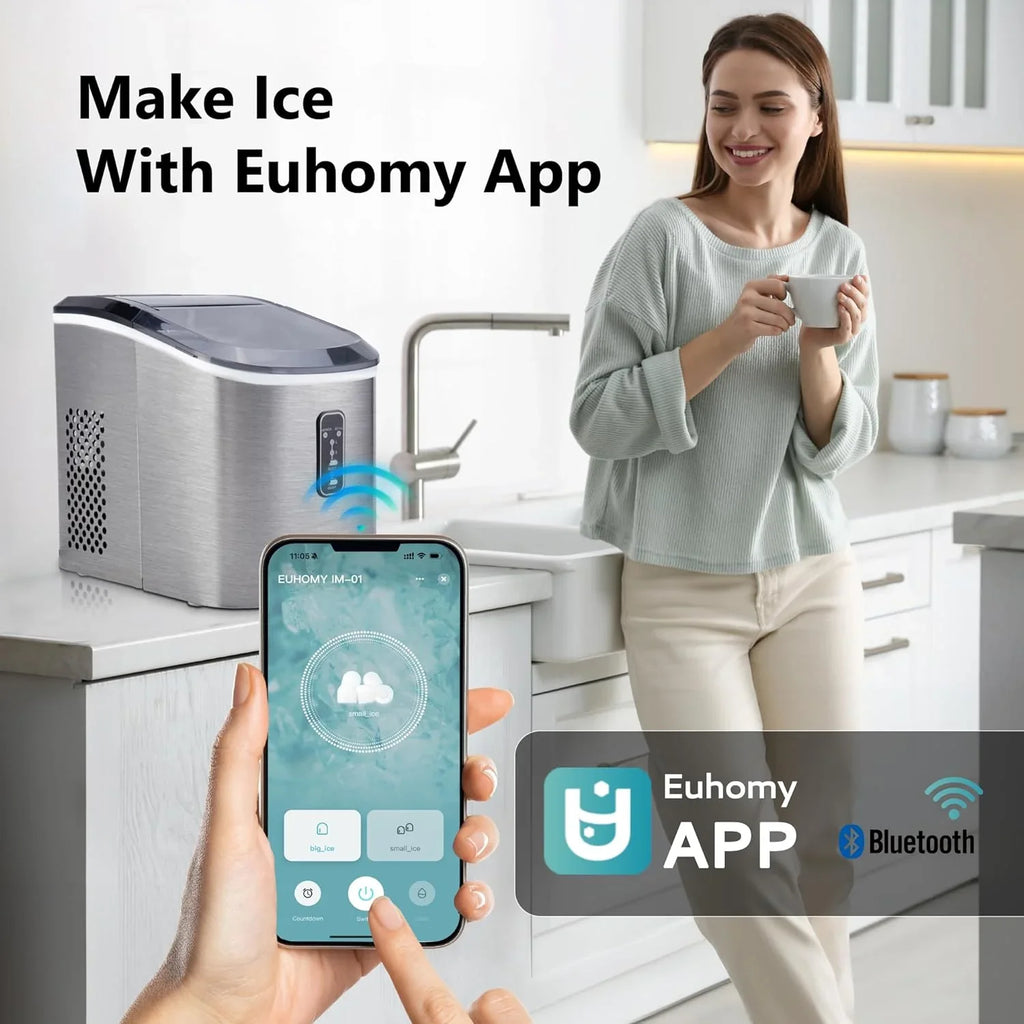 EUHOMY Machine à glaçons granulés de comptoir avec poignée, prête en 6 minutes