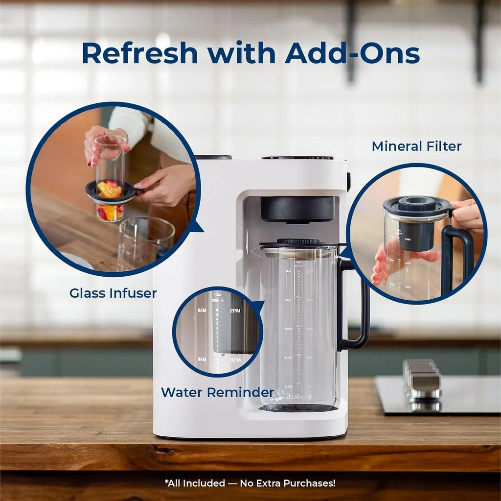 Système d'osmose inverse Bluevua RO100ROPOT-Lite (UV), purificateur d'eau de comptoir, purification en 7 étapes, avec fonctions UV et de reminéralisation, surveillance du TDS et de la durée de vie du filtre