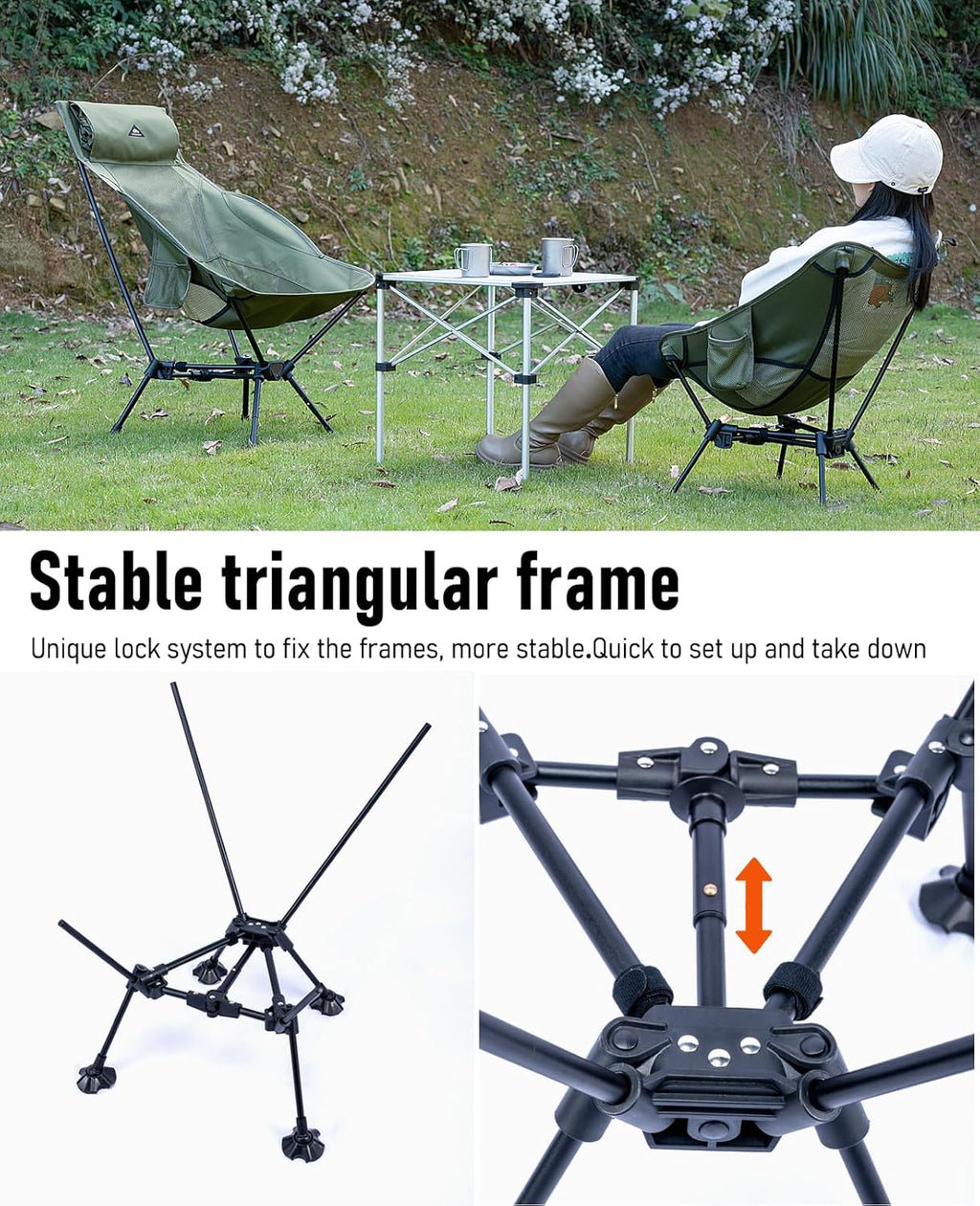 Chaise de plage pliante de camping compacte et ultralégère