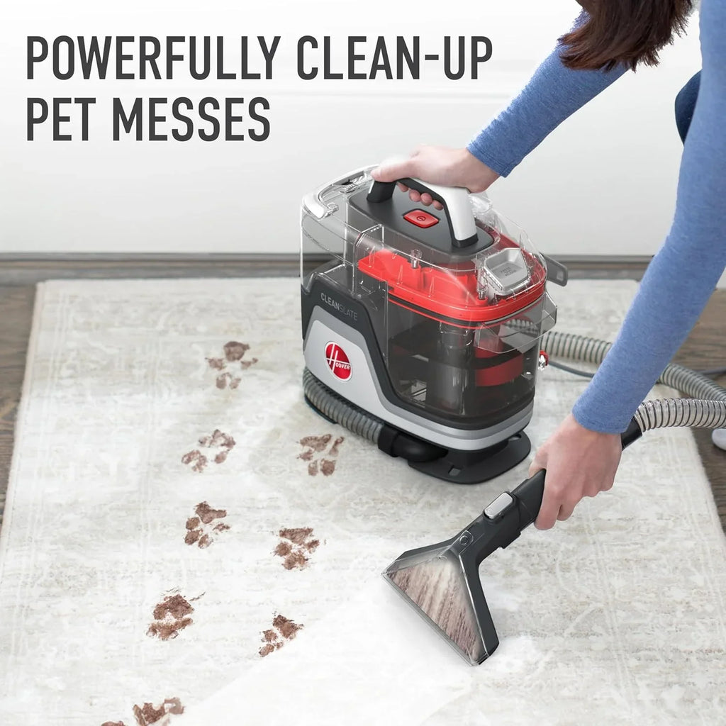 Nettoyeur de tapis et de tissus d'ameublement portable Hoover CleanSlate Plus avec aspiration puissante et plusieurs outils