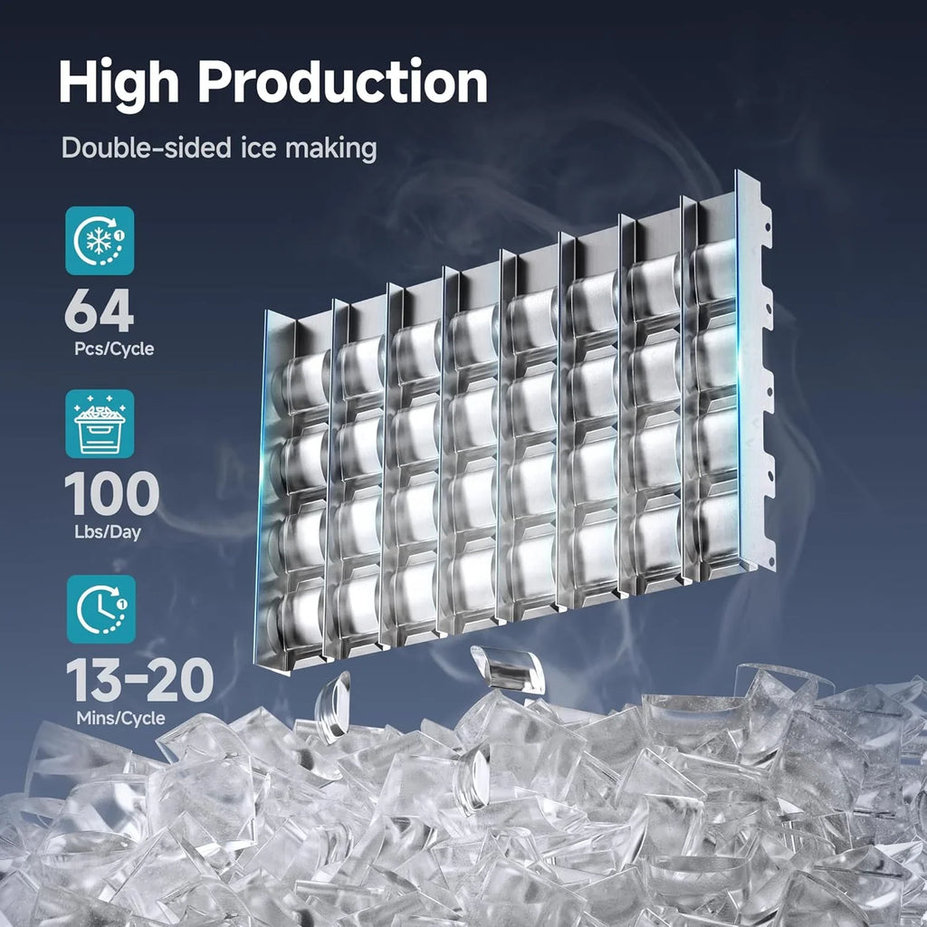 EUHOMY Machine à glaçons commerciale Machine à glaçons sous le comptoir en acier inoxydable Machine à glaçons autonome.