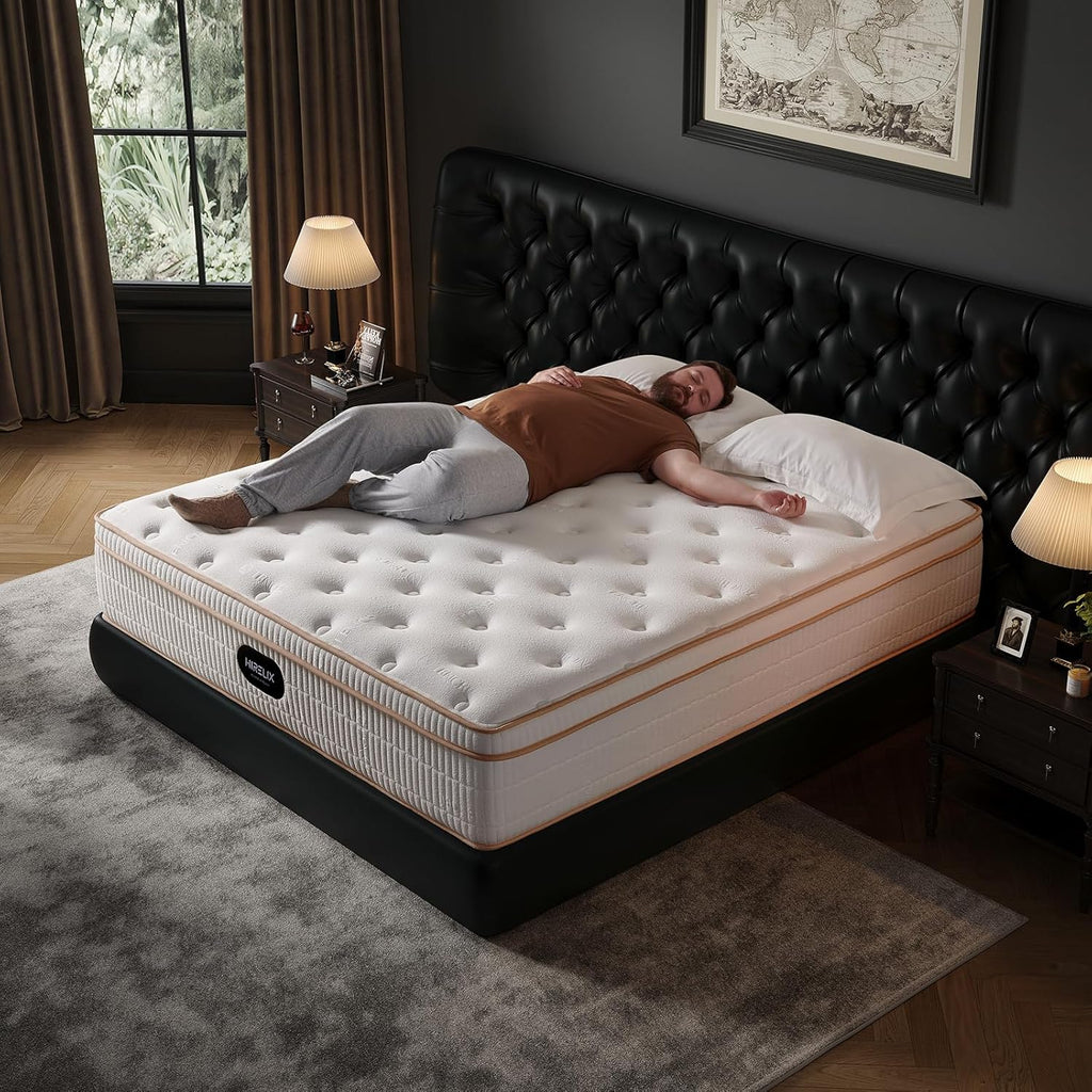 Matelas hybride queen-size de 14 pouces avec mousse à mémoire de forme rafraîchissante et ressorts ensachés zonés