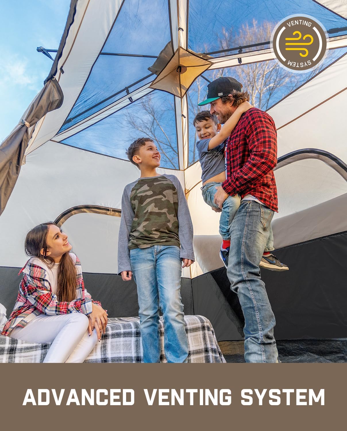 Tente de camping portable pour 4/6/8/10 personnes avec cabine instantanée et résistante à la pluie et au vent