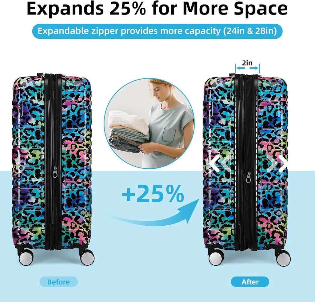 Ensemble de bagages 6 pièces, ensemble de valises rigides extensibles avec roulettes pivotantes, ensemble de bagages à roulettes légers