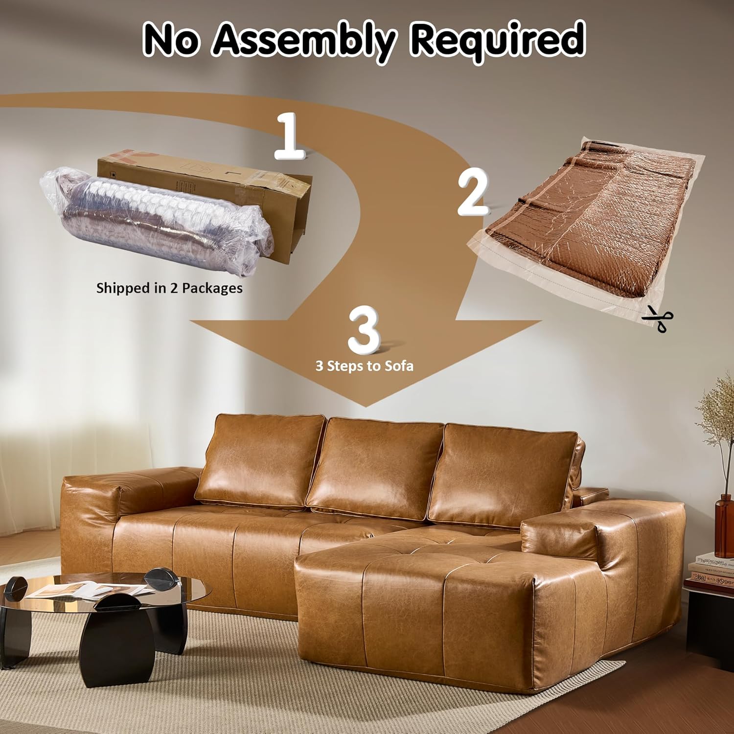 Canapé Ovios 104" Cloud Section Fauteuil en L, canapé modulaire moderne