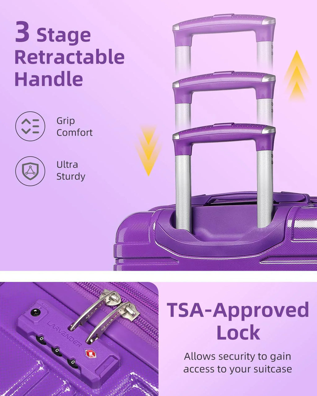 Ensemble de bagages 6 pièces, ensemble de valises rigides extensibles avec roulettes pivotantes, ensemble de bagages à roulettes légers