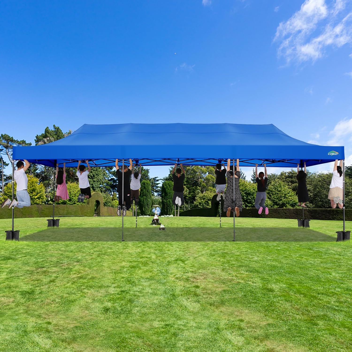 Tente pop-up robuste COBIZI 10x20 avec 6 parois latérales, facile à installer