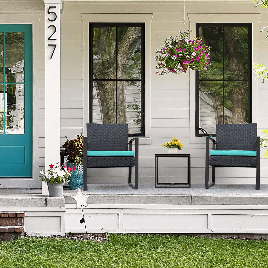 Ensemble de patio Flamaker 3 pièces Ensemble de meubles d'extérieur en osier