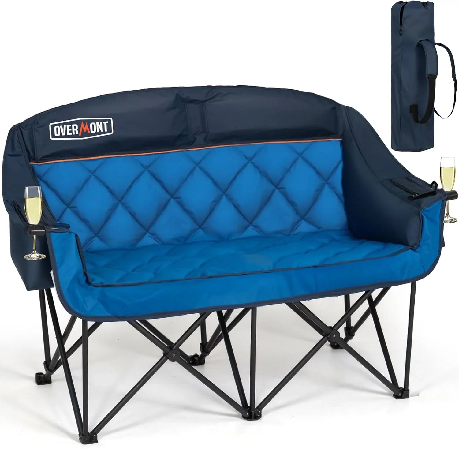 Chaise de camping double extra large - Canapé confortable pour 2 personnes, causeuse pour adulte - Chaise de jardin robuste