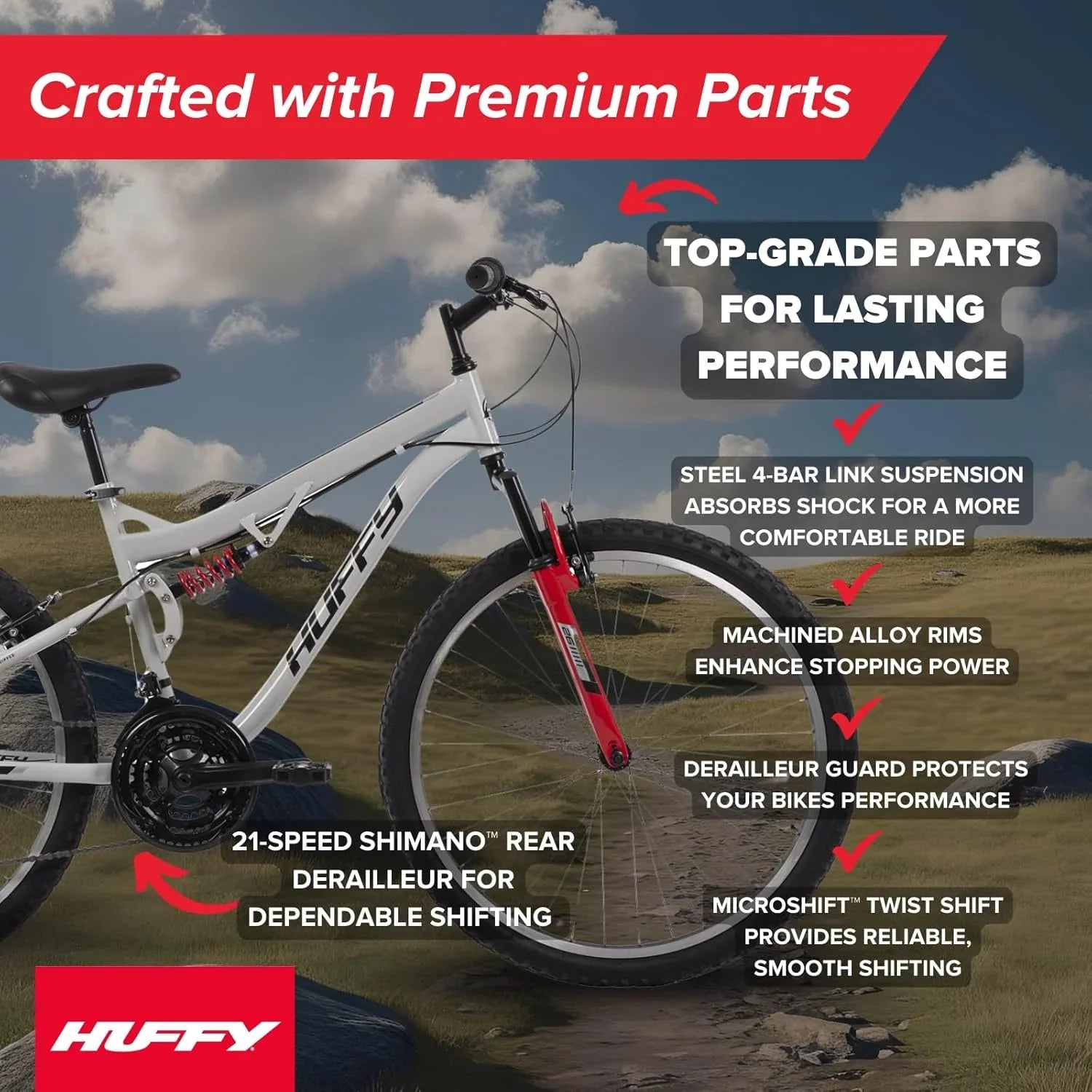 VTT semi-rigide Huffy Stone Mountain, pour garçons/filles/hommes/femmes, tailles 20"/24"/26"