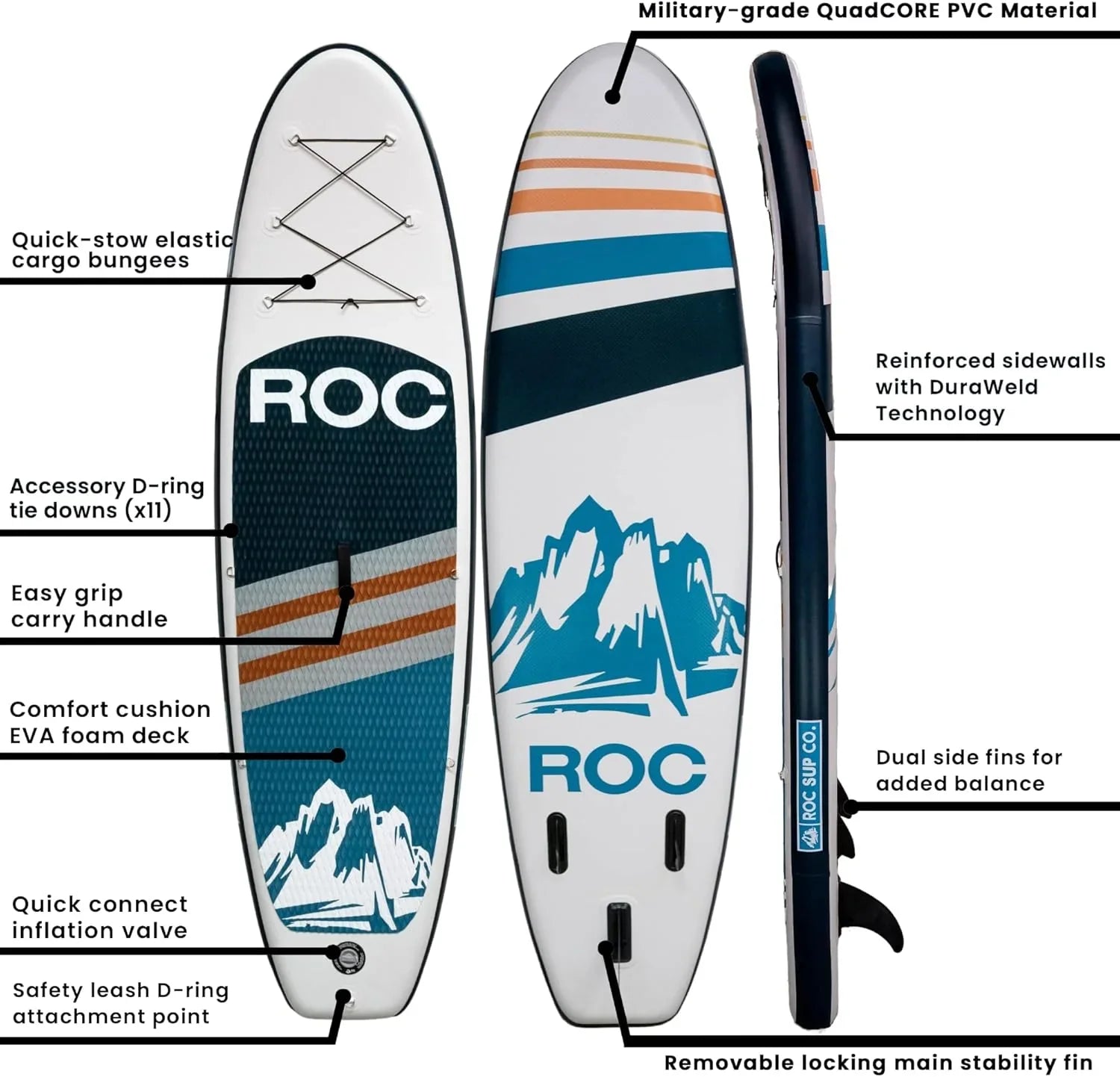 Planche de stand-up paddle gonflable ROC Accessoires de planche de paddle SUP Pont antidérapant confortable