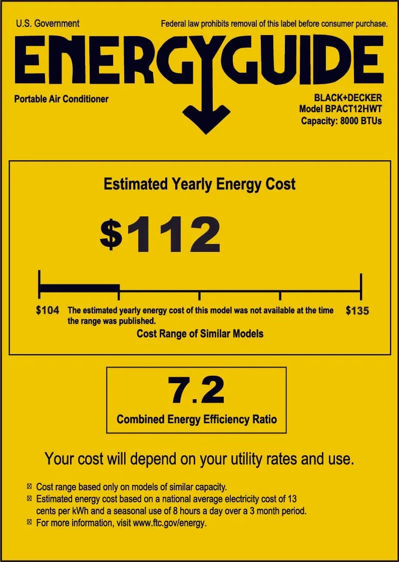 Climatiseur portatif BLACK+DECKER 10 000 BTU pour pièces jusqu'à 450 pi² avec télécommande