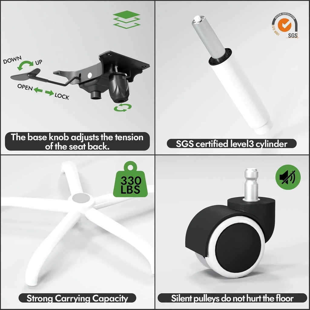 Bureau et chaise d'ordinateur de bureau, chaise de jeu, avec support lombaire et appui-tête