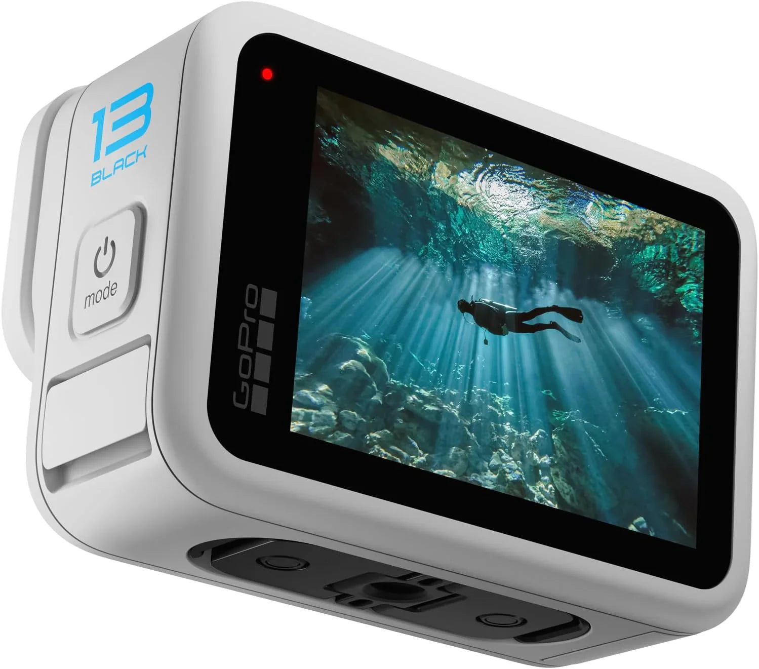 Caméra d'action étanche noire avec vidéo 5.3K60, photo 27MP et compatibilité avec les objectifs de la série HB