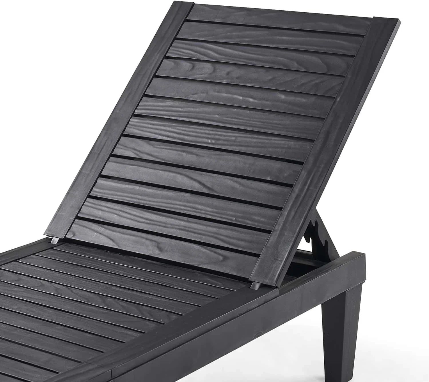 Chaises de patio - Ensemble de 2 chaises longues noires pour l'extérieur, chaise longue de jardin légère