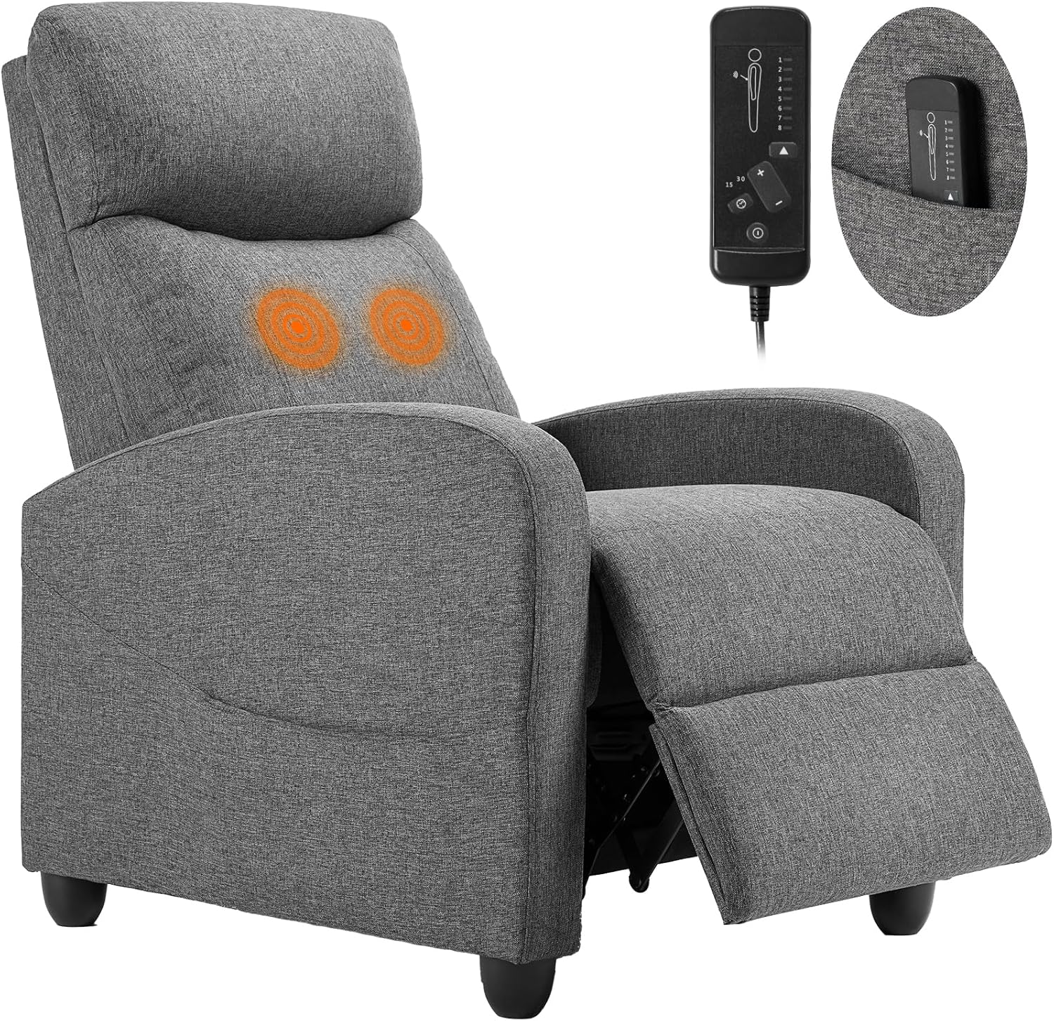 Fauteuil inclinable de massage pour adulte Sweetcrispy, siège de cinéma maison réglable avec support lombaire