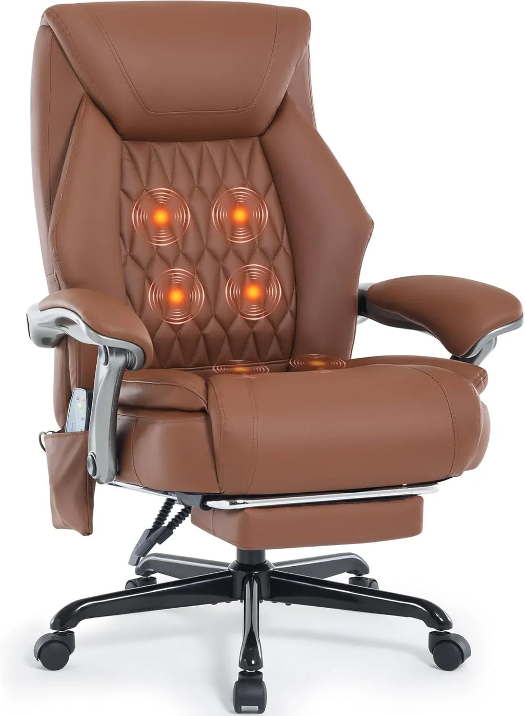 Fauteuil de bureau massant avec chauffage et repose-pieds Fauteuil de bureau ergonomique inclinable pour cadres