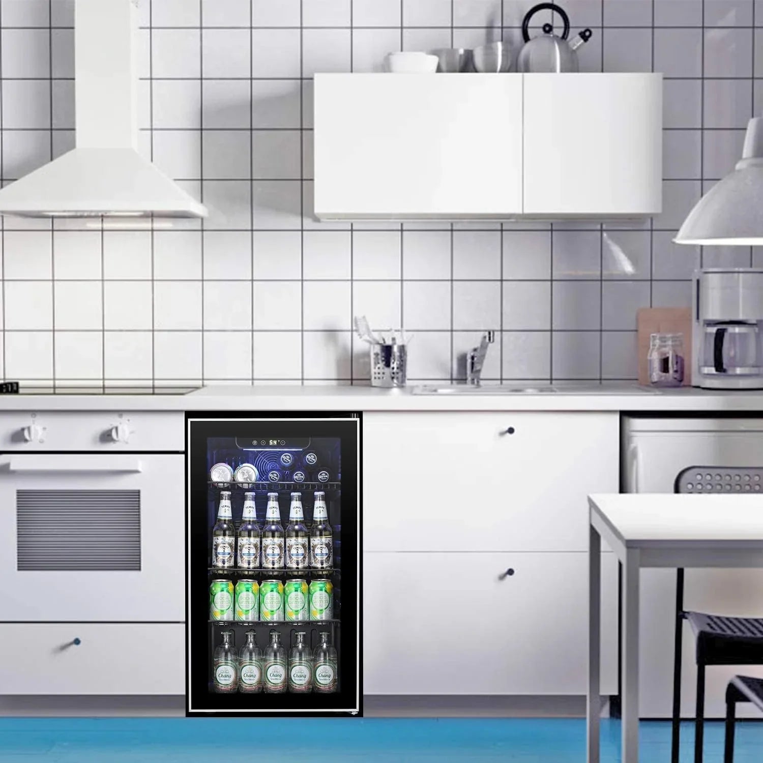 Réfrigérateur à boissons NJStar 68 canettes, mini-réfrigérateur à porte vitrée pour bière, boissons et vin, petit réfrigérateur autonome