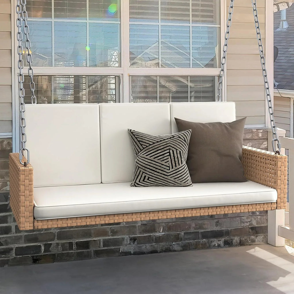 YITAHOME Balancelle suspendue pour porche, 3 places, banc d'extérieur en osier