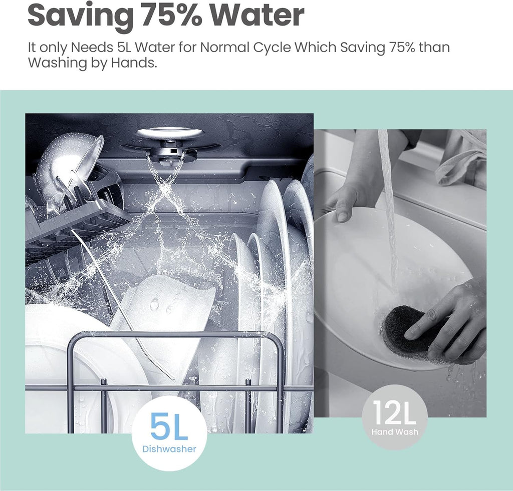 Lave-vaisselle portable de comptoir COMFEE avec réservoir d'eau intégré de 5 L