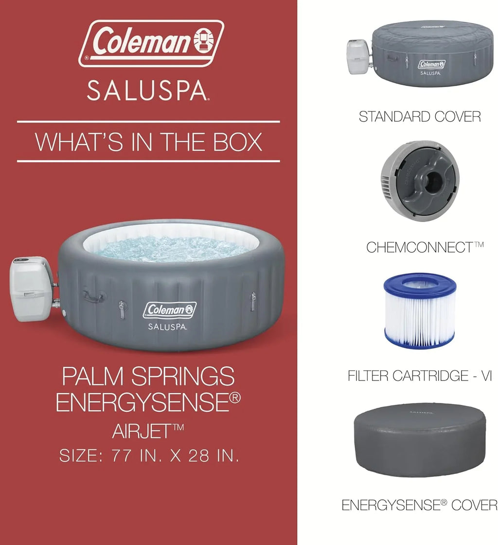 Spa gonflable d'extérieur Bestway Palm Springs EnergySense Smart AirJet Plus pour 4 à 6 personnes avec 140 AirJets et couverture isolante