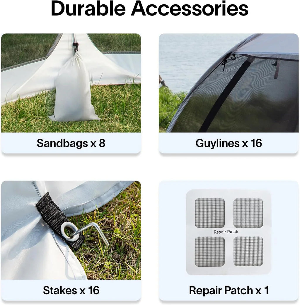 Gazebo à écran, peut accueillir 6 à 10 à 15 personnes Tente à baldaquin de style igloo avec moustiquaire sur les côtés Parfait pour le jardin, la terrasse, l'arrière-cour