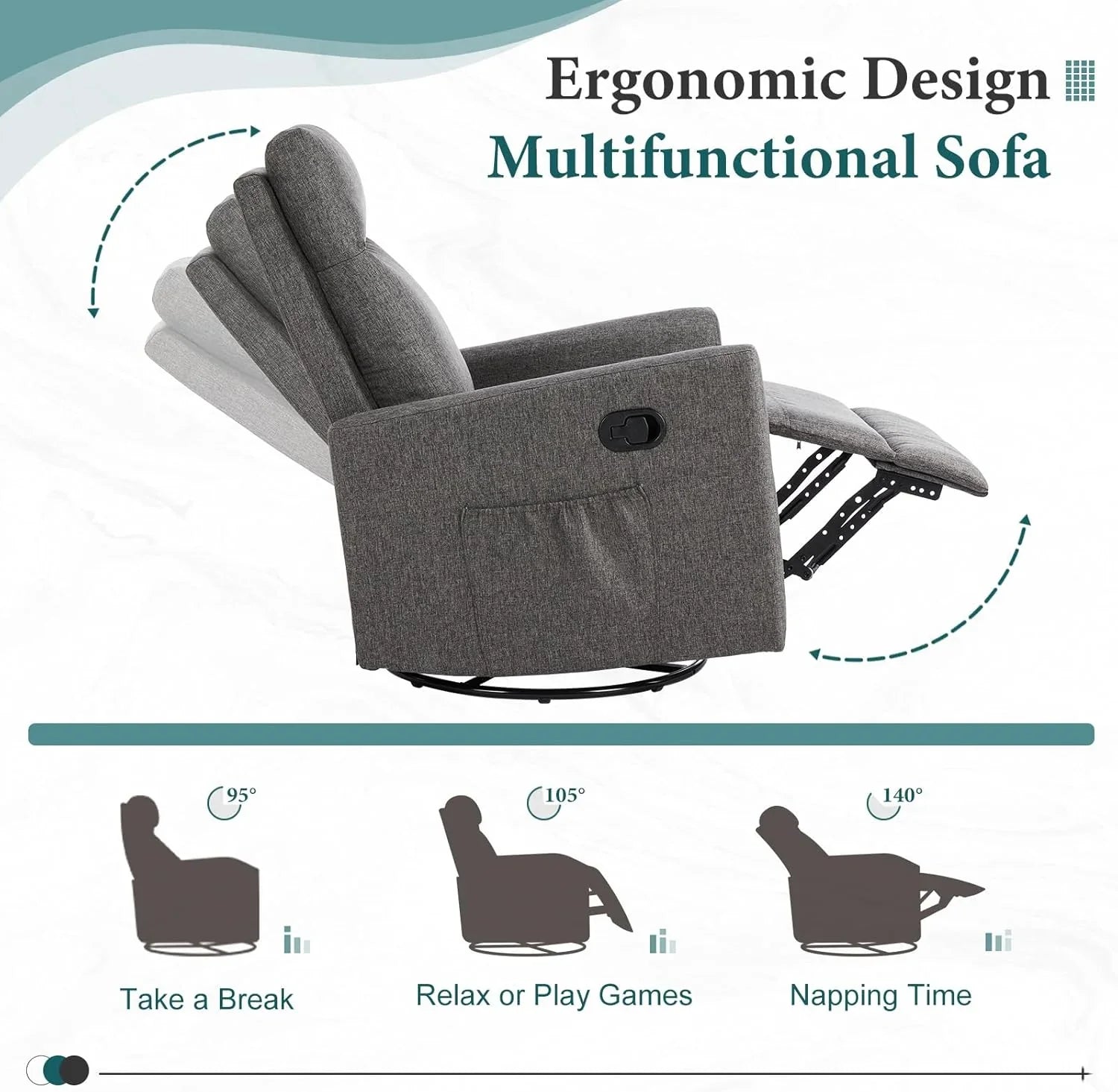 Adult recliner, living room massage recliner, adjustable home theater chair single sofa