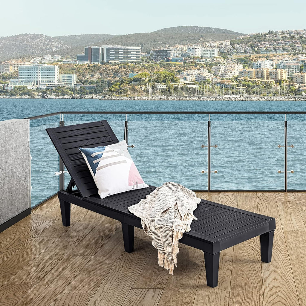 Chaise longue d'extérieur légère avec dossier réglable et 5 positions d'inclinaison