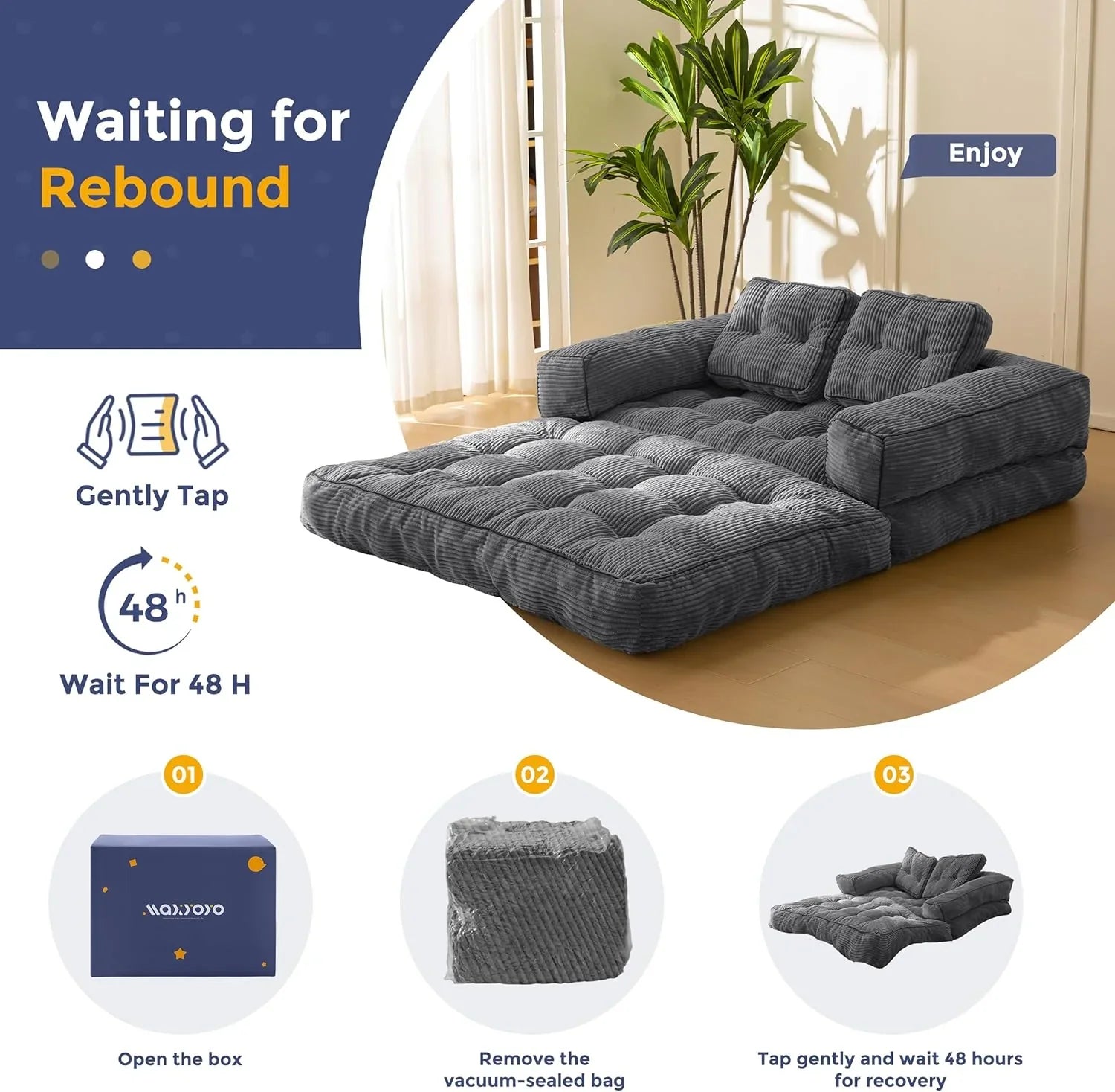 Canapé-lit pliant, canapé-lit convertible en L avec accoudoirs et oreillers