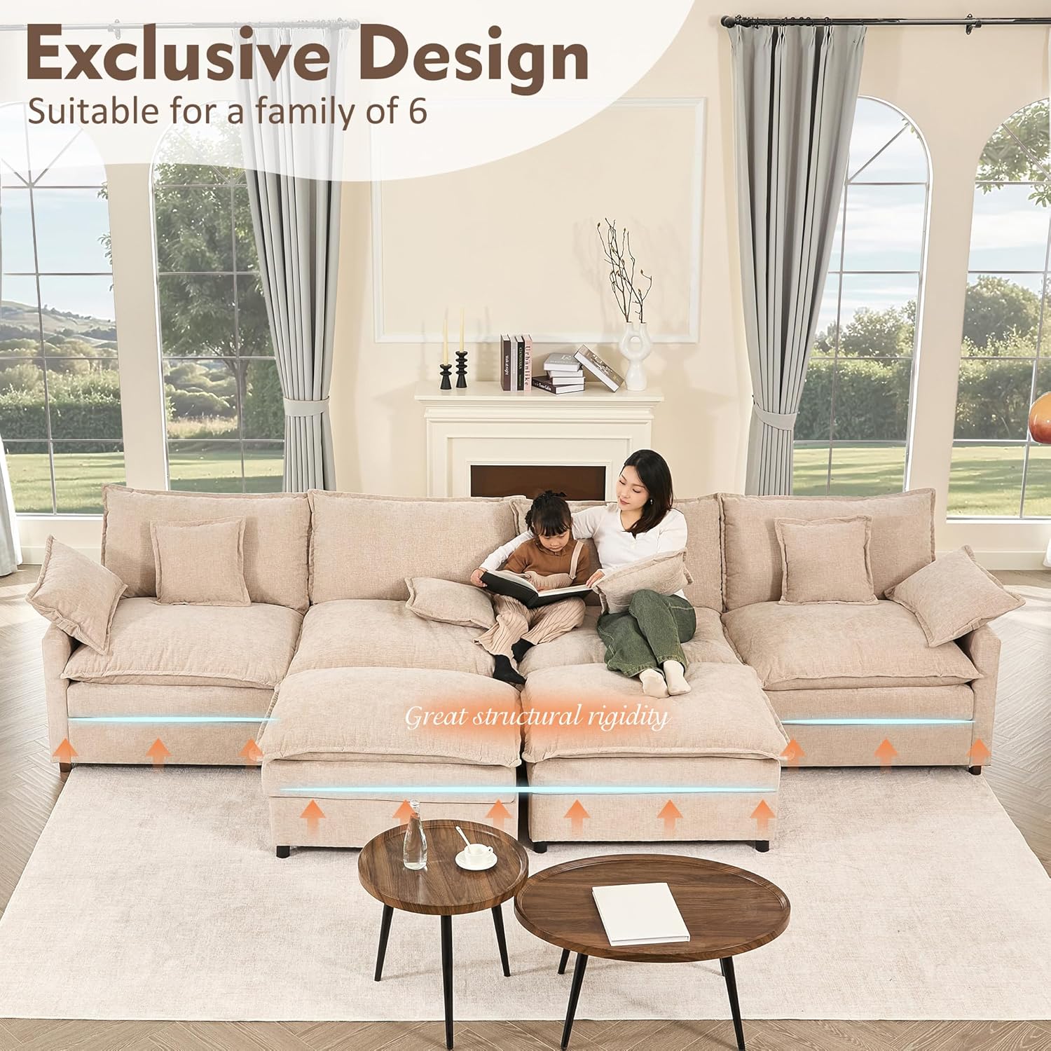 Canapé en U 108", canapé modulaire Canapé nuage confortable