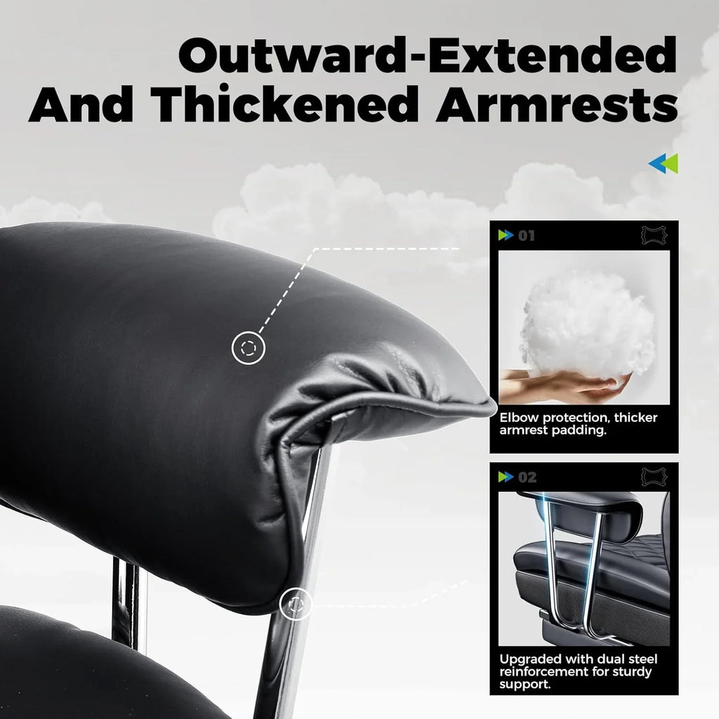 Grande chaise de bureau à dossier haut, chaise de jeu en cuir à dossier haut avec repose-pieds