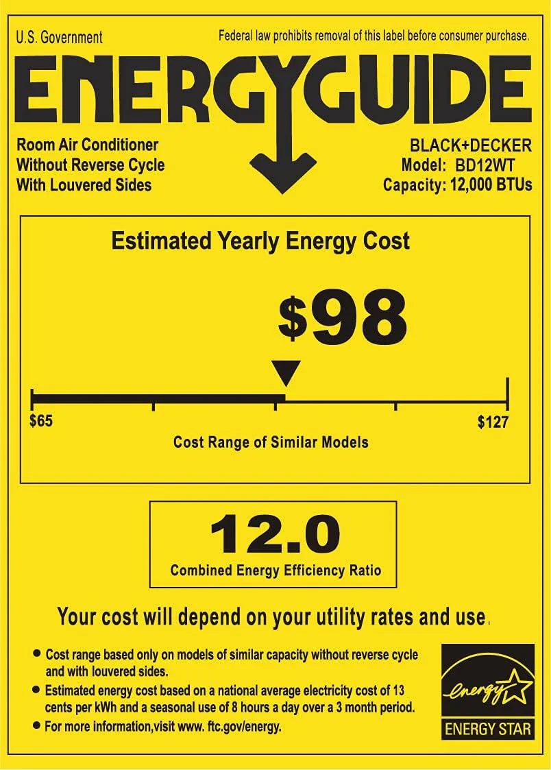 Climatiseur de fenêtre BLACK+DECKER 5000 BTU, refroidit jusqu'à 150 pi2.