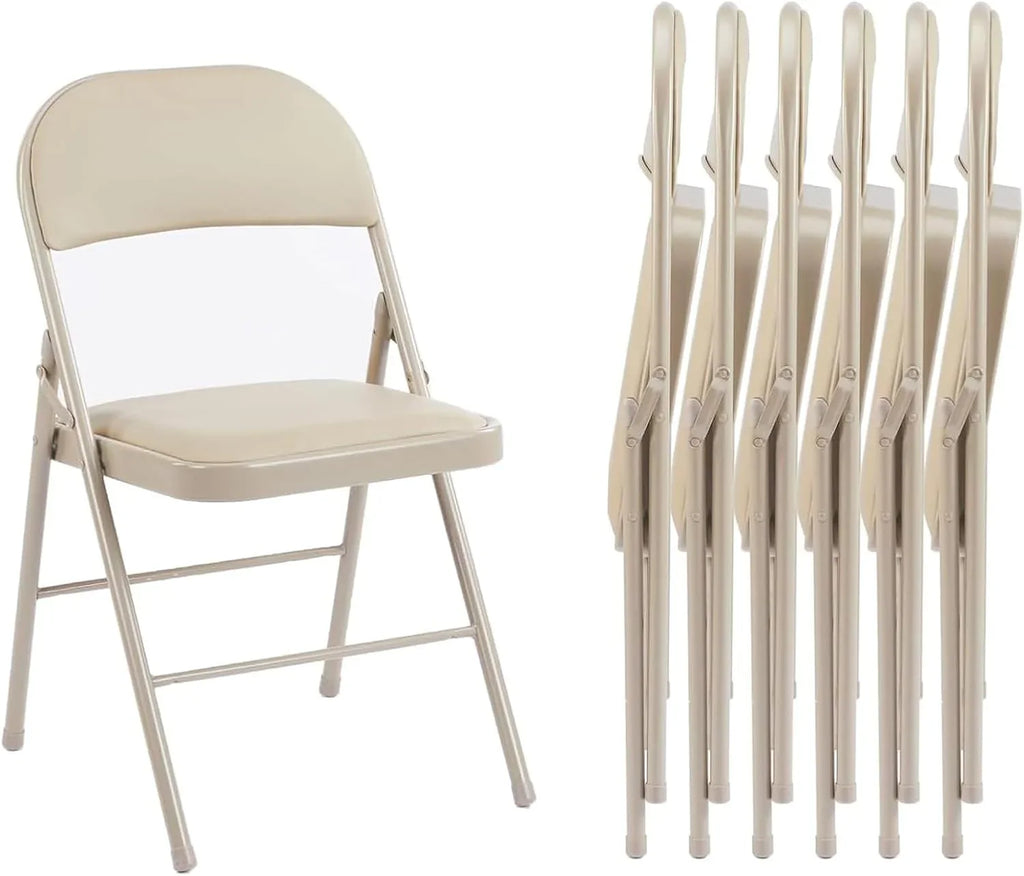 Lot de 12 chaises pliantes Sweetcrispy, rembourrées en cuir, robustes et pliables en métal.