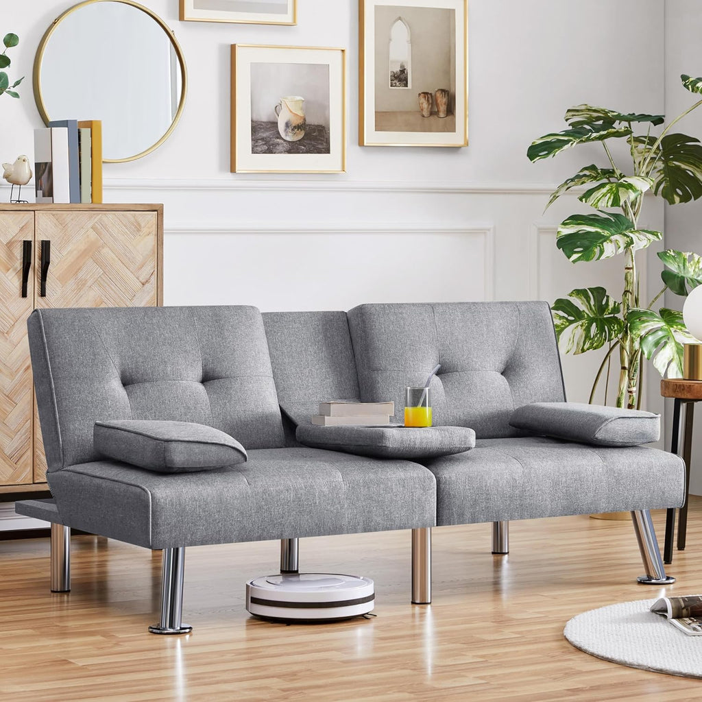 Canapé-lit convertible moderne en similicuir pour la maison, inclinable, double, pliable, pour invités