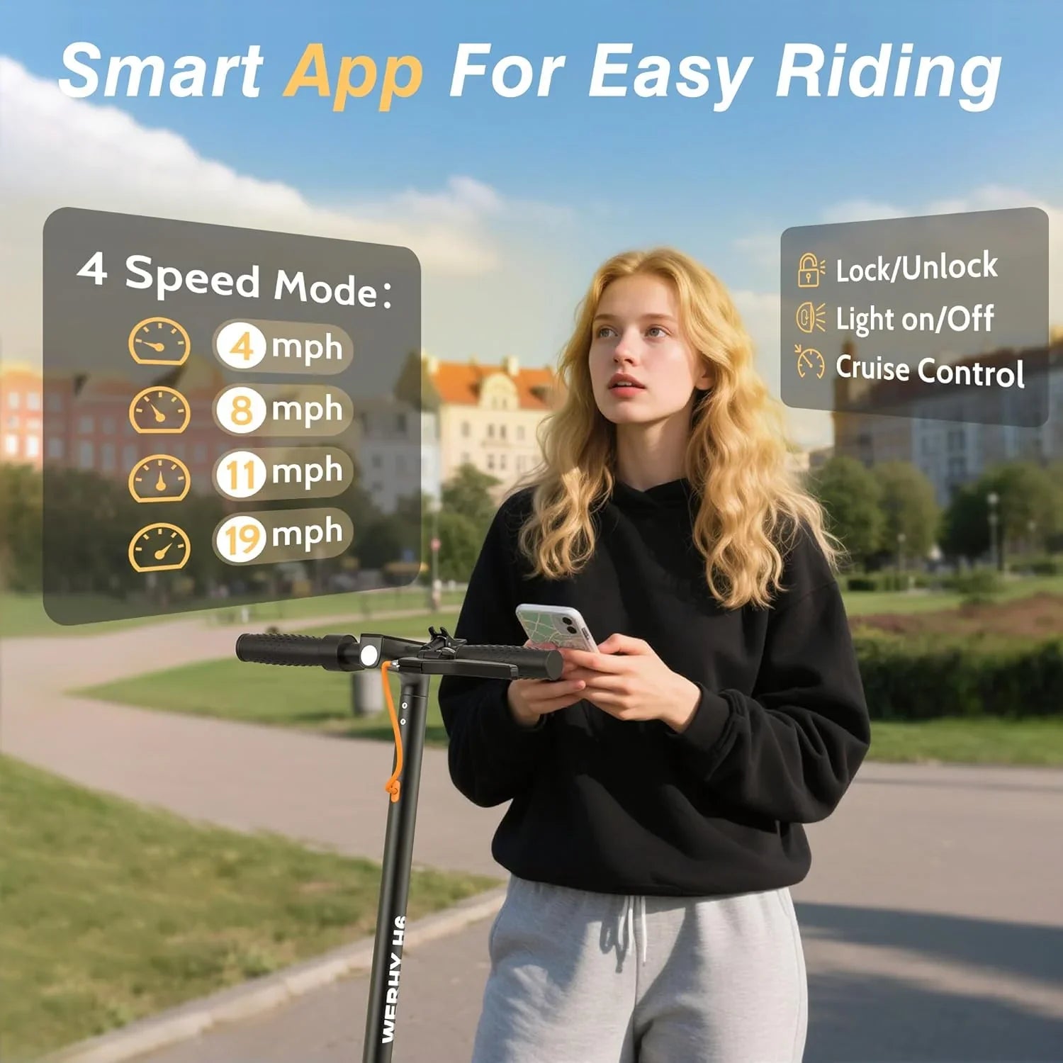 Trottinette électrique, moteur 350W/500W, vitesse maximale 19/22 mph