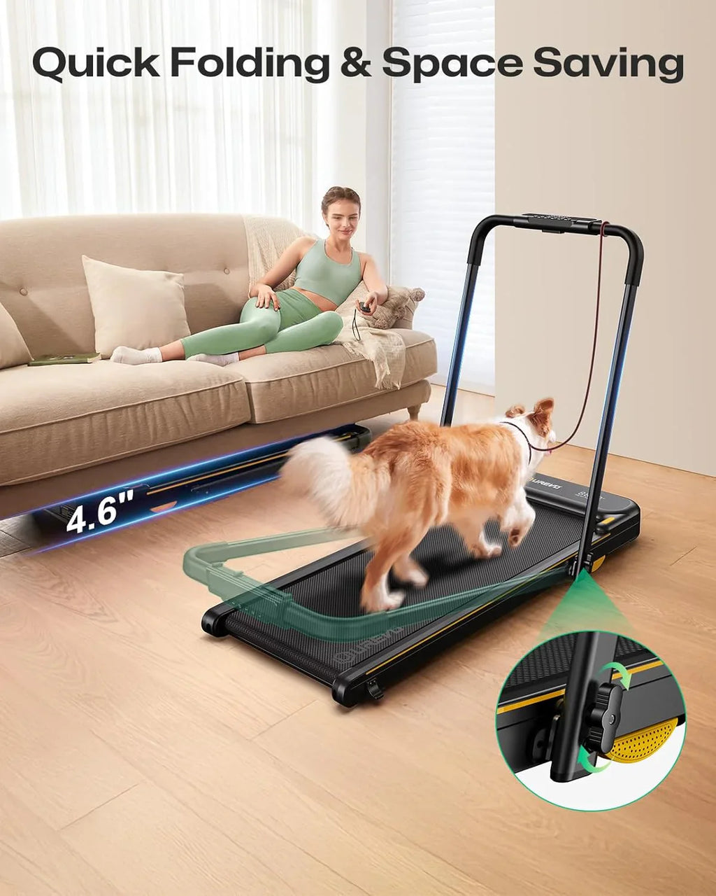 Tapis de course pliable intelligent 2 en 2 Urevo Strol 2E avec double écran LED