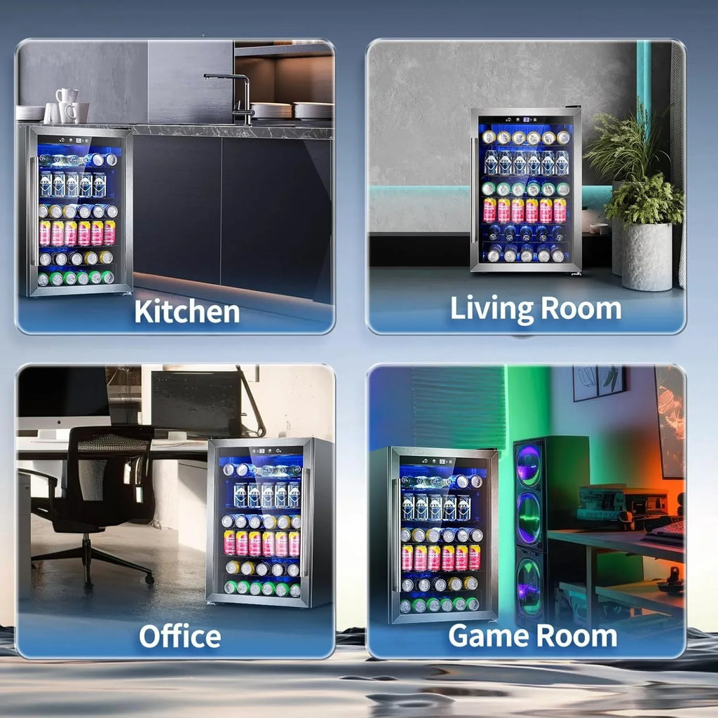 Réfrigérateur à boissons NJStar 68 canettes, mini-réfrigérateur à porte vitrée pour bière, boissons et vin, petit réfrigérateur autonome
